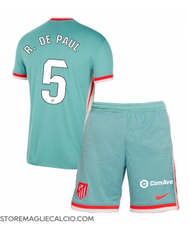 Atletico Madrid Rodrigo De Paul #5 Maglia Gara Trasferta Repliche 2024-25 Bambino